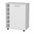 Pemberly Row Rawlins Bar Cart with Bottle Rack in Engineered Wood White