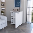 Pemberly Row Rawlins Bar Cart with Bottle Rack in Engineered Wood White
