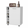 Pemberly Row Rawlins Bar Cart with Bottle Rack in Engineered Wood White
