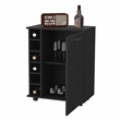 Pemberly Row Rawlins Bar Cart with Bottle Rack in Engineered Wood Black