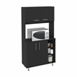 Pemberly Row Modern Colorado Pantry Cabinet with 4 Doors in Black