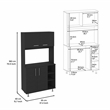 Pemberly Row Modern Colorado Pantry Cabinet with 4 Doors in Black