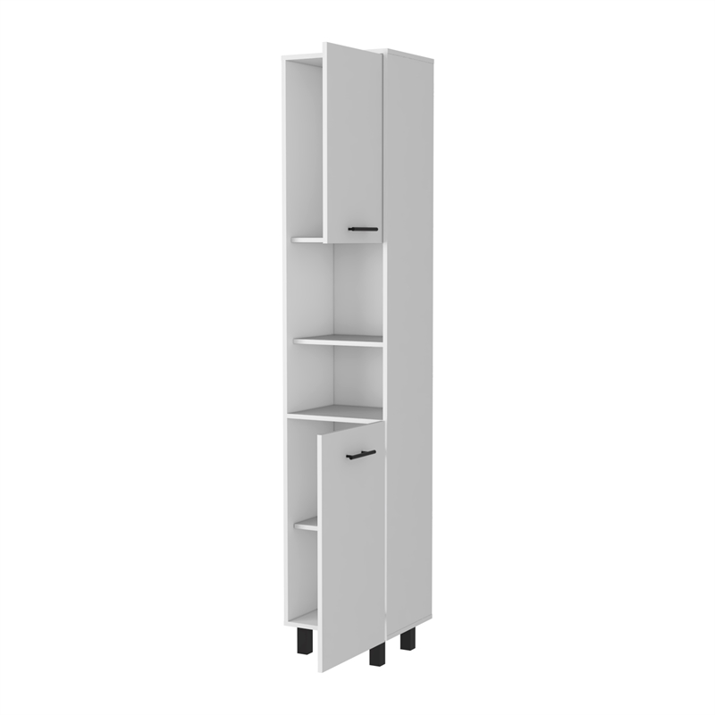 Pemberly Row Sheffield 2 Door Pantry Cabinet in White Engineered Wood