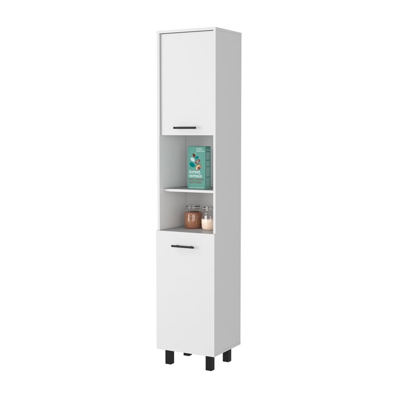 Pemberly Row Sheffield 2 Door Pantry Cabinet in White Engineered Wood