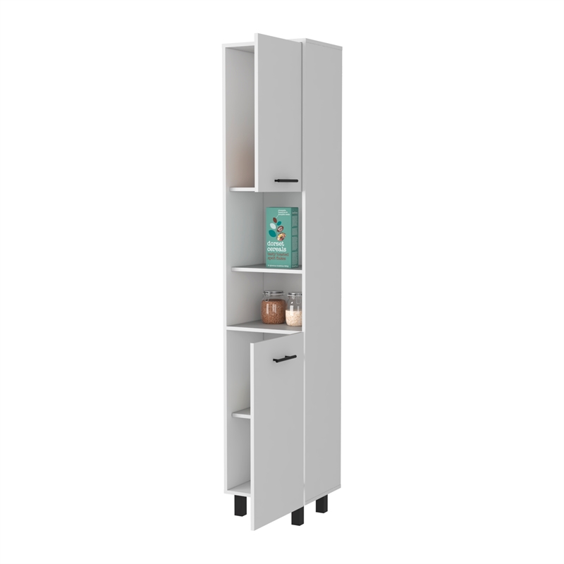 Pemberly Row Sheffield 2 Door Pantry Cabinet in White Engineered Wood