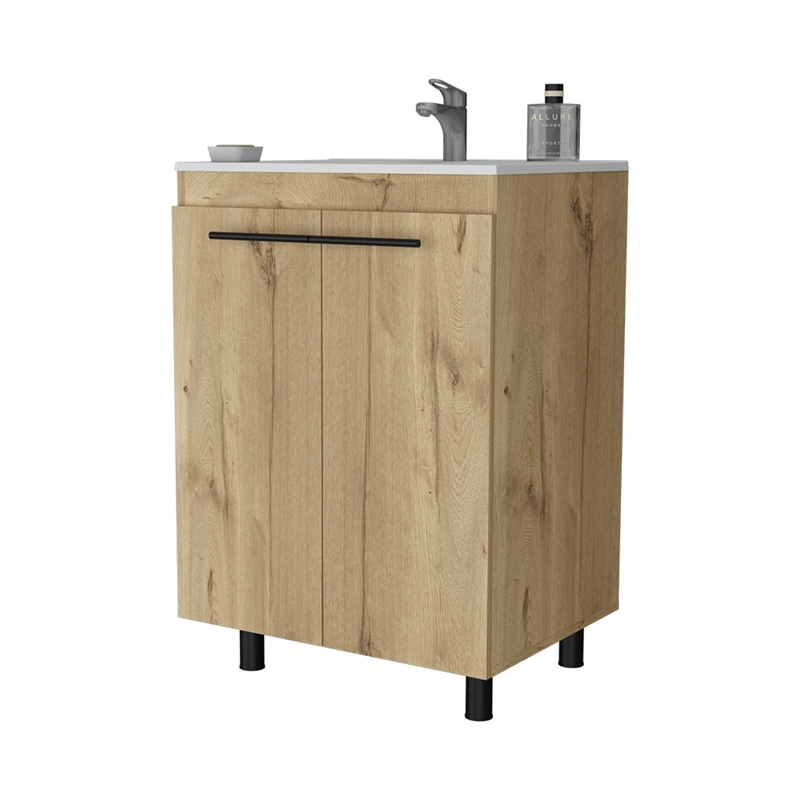Pemberly Row Selma Freestanding Vanity Cabinet Engineered Wood Light Oak