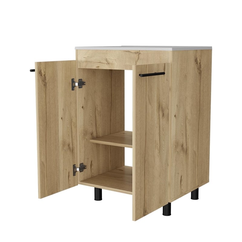 Pemberly Row Selma Freestanding Vanity Cabinet Engineered Wood Light Oak