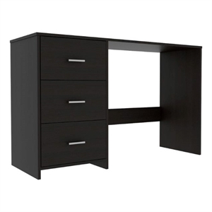 Pemberly Row 3-Drawer Desk in Engineered Wood Black Finish