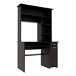 Pemberly Row Weston Computer Desk with Hutch in Engineered Wood Black