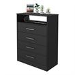Pemberly Row 4-Drawer Modern Engineered Wood Dresser in Black Wenge