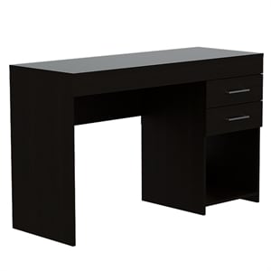 Pemberly Row 47&quotW 2-Drawer Writing Desk with Open Shelf in Black