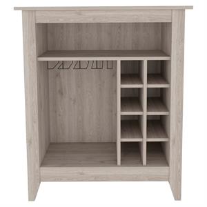 Pemberly Row Engineered Wood Bar Cabinet in Light Gray with Shelving