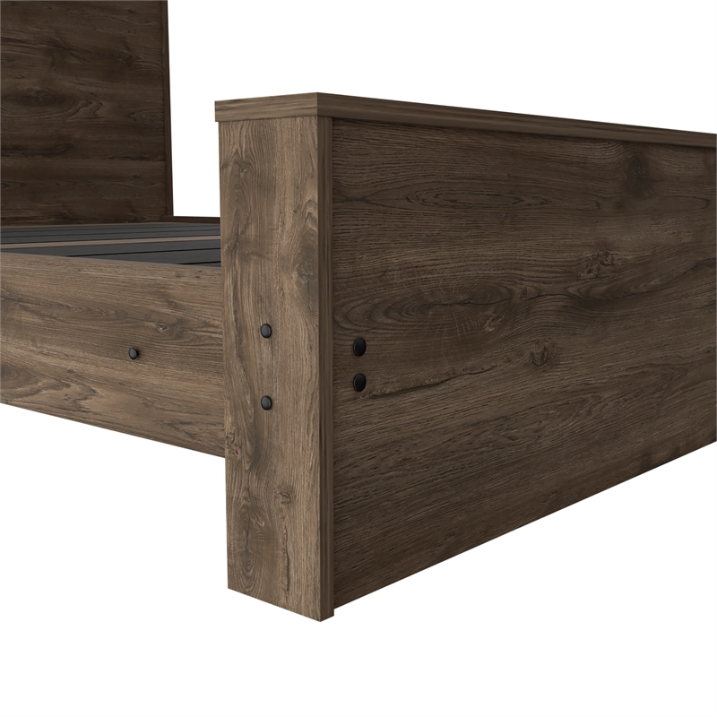Pemberly Row Full-Size Bed Frame in Dark Brown Engineered Wood
