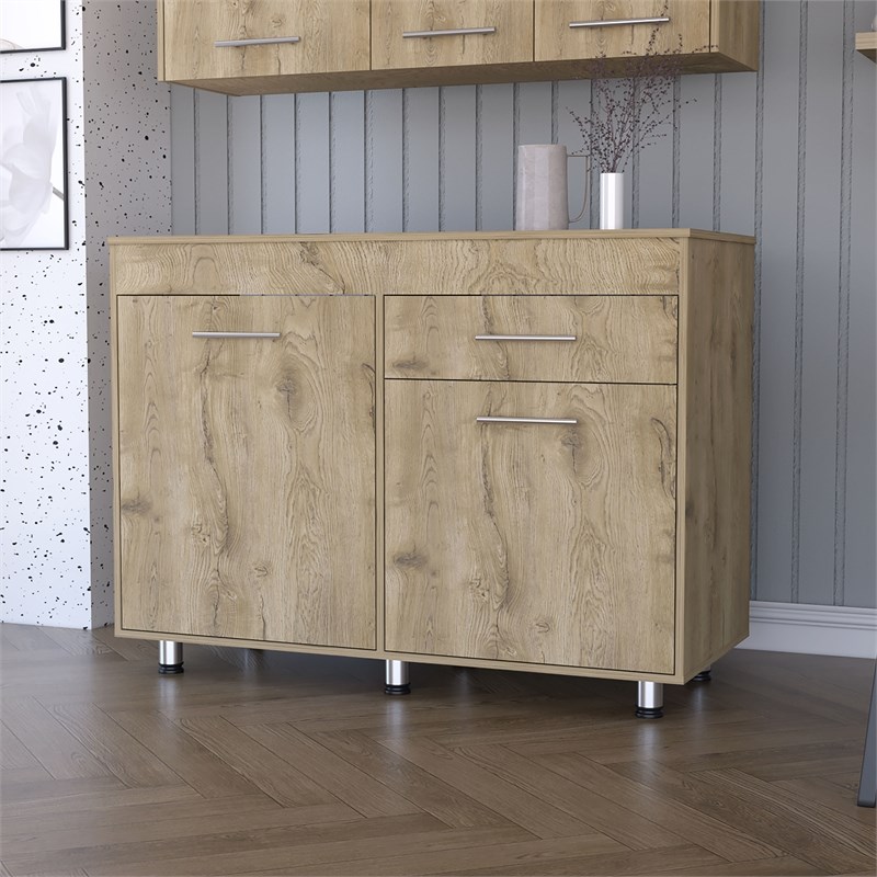 Pemberly Row Saturn Utility Base Cabinet in Engineered Wood Macadamia