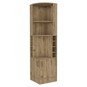 Pemberly Row Seattle Corner Bar Cabinet Macadamia Finish Engineered Wood