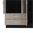 Pemberly Row Florencia Mirrored Black-Light Grey Armoire Engineered Wood