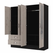 Pemberly Row Florencia Mirrored Black-Light Grey Armoire Engineered Wood