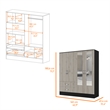 Pemberly Row Florencia Mirrored Black-Light Grey Armoire Engineered Wood