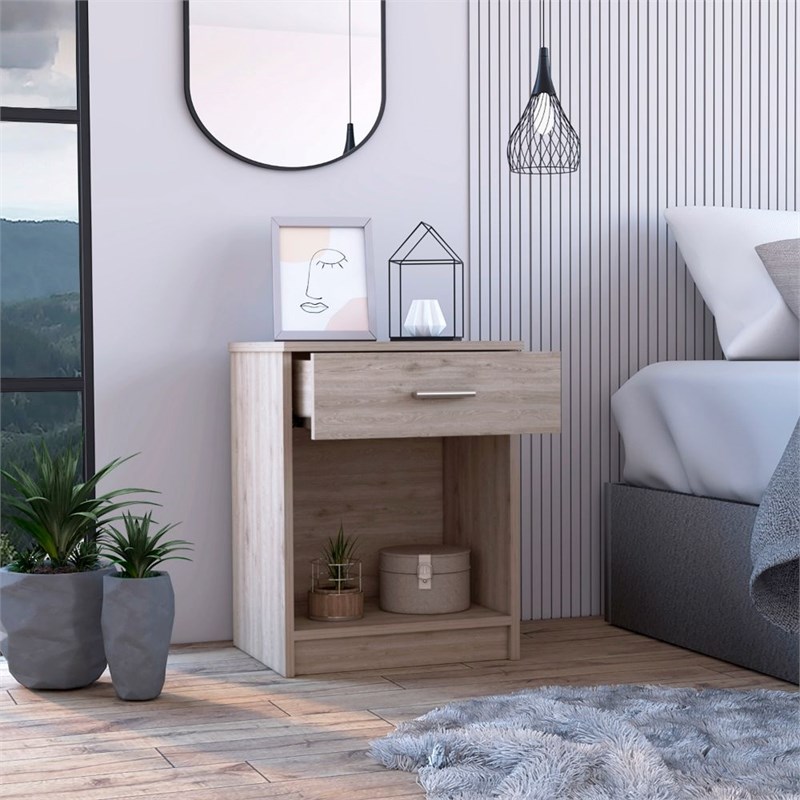 Pemberly Row Pictor Light Grey Nightstand Engineered Wood