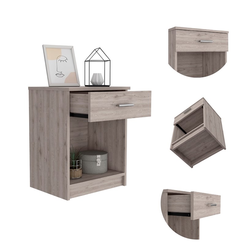 Pemberly Row Pictor Light Grey Nightstand Engineered Wood