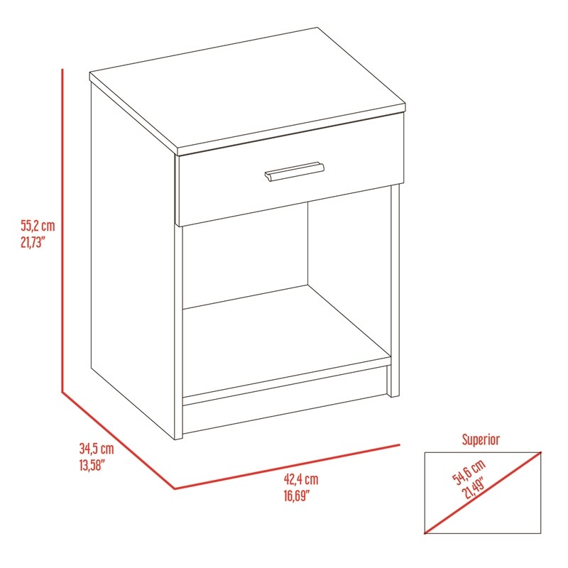 Pemberly Row Pictor Light Grey Nightstand Engineered Wood