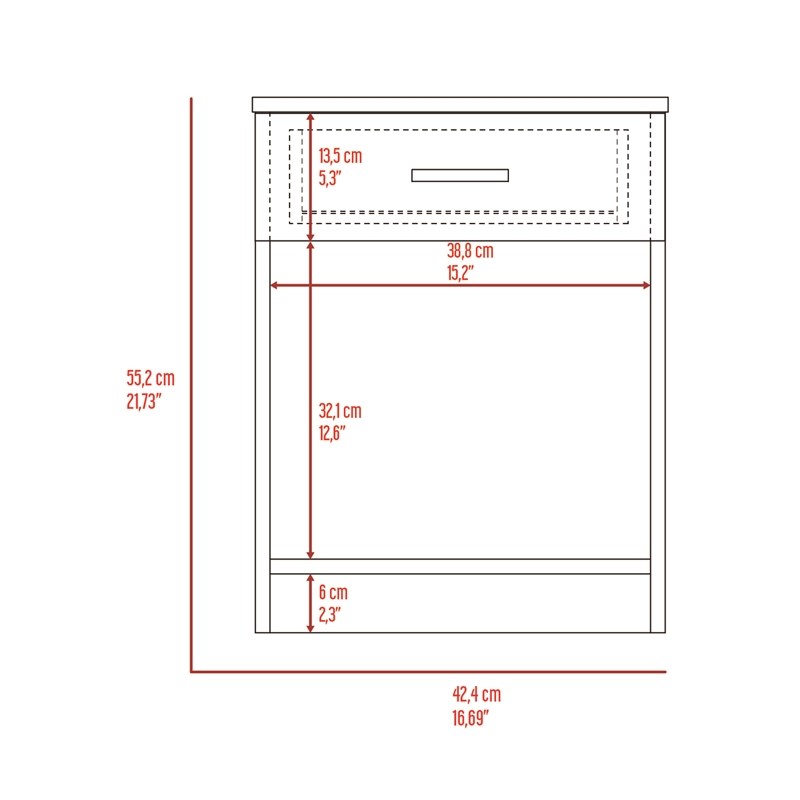Pemberly Row Pictor Light Grey Nightstand Engineered Wood