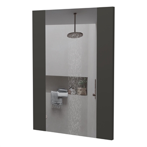 Pemberly Row Praia Rectangular Mirror Black Wengue Engineered Wood Frame