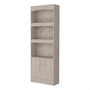 Pemberly Row 25&quotW 3-Shelf Bookcase with Bottom Cabinet in Light Gray