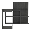 Pemberly Row L-Shaped Desk with Open Shelves in Gray Oak Finish