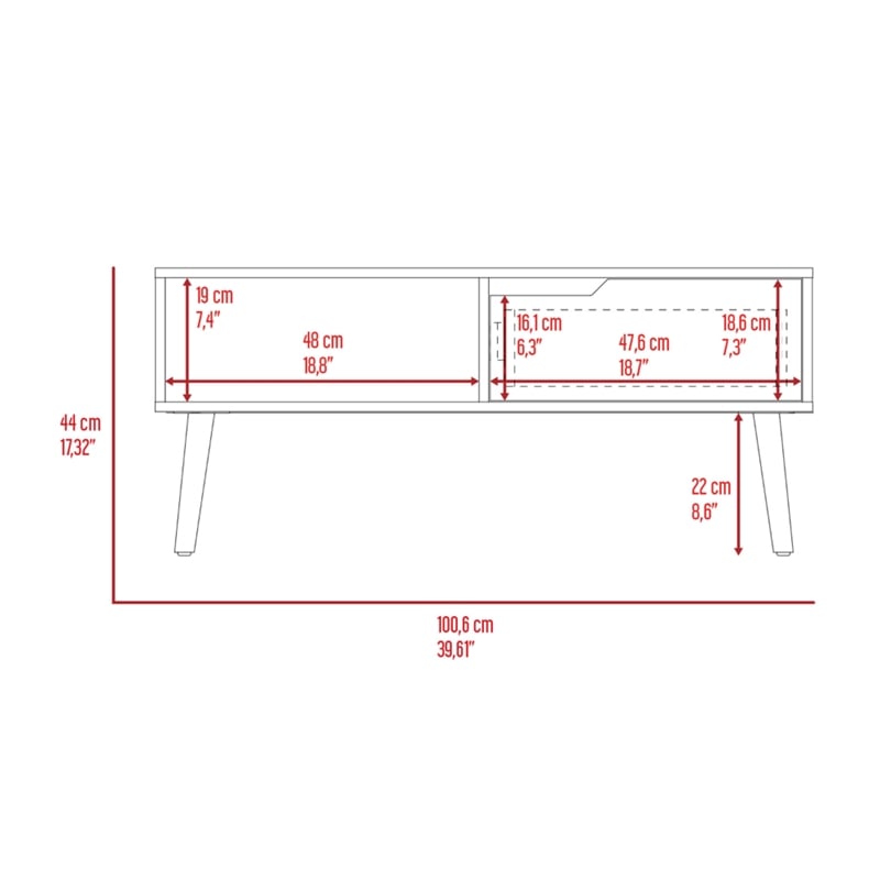 Pemberly Row Coffee Table with Drawer and Shelf in Dark Walnut