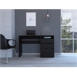 Pemberly Row Engineered Wood Writing Desk with Storage in Black Wenge