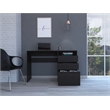 Pemberly Row Engineered Wood Writing Desk with Storage in Black Wenge