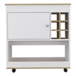 Pemberly Row Modern Engineered Wood Bar Cart in Light Oak-White