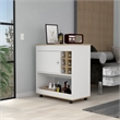 Pemberly Row Modern Engineered Wood Bar Cart in Light Oak-White