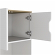 Pemberly Row 2-Door Microwave Pantry Cabinet in White Engineered Wood