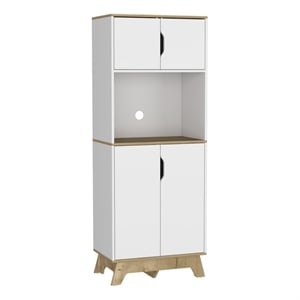 Pemberly Row 2-Door Microwave Pantry Cabinet in White Engineered Wood