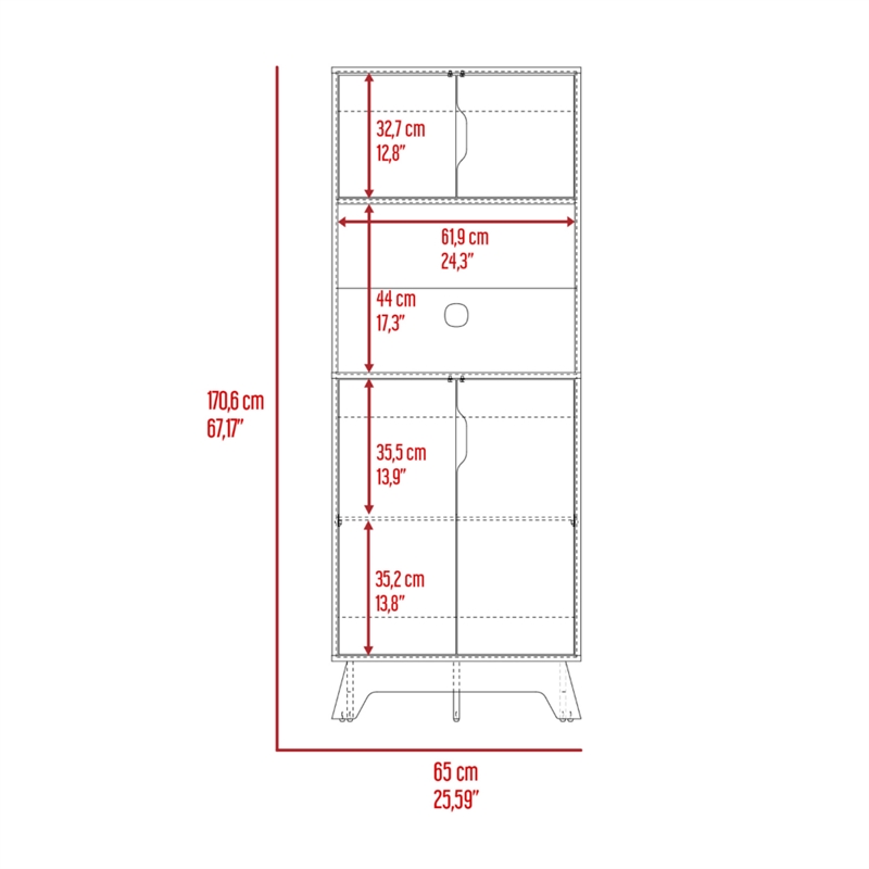 Pemberly Row 2-Door Microwave Pantry Cabinet in White Engineered Wood
