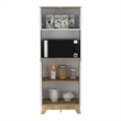 Pemberly Row 2-Door Microwave Pantry Cabinet in White Engineered Wood