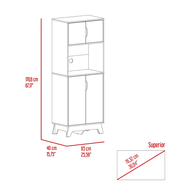 Pemberly Row 2-Door Microwave Pantry Cabinet in White Engineered Wood