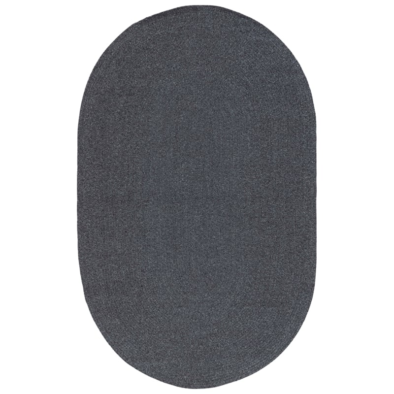 Pemberly Row 4' x 6' Oval Hand Woven Polypropylene Rug in Black/Gray