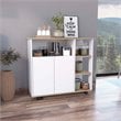 Pemberly Row Wood Kitchen Island with 4 Open Shelves in Light Oak/White