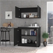 Pemberly Row Black Countertop Cabinet Set with Upper and Lower Storage