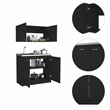 Pemberly Row Black Countertop Cabinet Set with Upper and Lower Storage