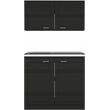 Pemberly Row Black Countertop Cabinet Set with Upper and Lower Storage