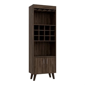 Pemberly Row Bar Cabinet with 12-Cubby Design in Dark Walnut Finish