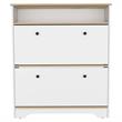 Pemberly Row 2-Shelf Engineered Wood Shoe Rack in Light Oak/White Finish