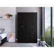 Pemberly Row Modern Wood Bedroom Armoire in White and Black Wenge