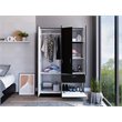 Pemberly Row Modern Wood Bedroom Armoire in White and Black Wenge