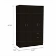 Pemberly Row Modern Wood Bedroom Armoire in White and Black Wenge
