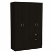 Pemberly Row Modern Wood Bedroom Armoire in White and Black Wenge